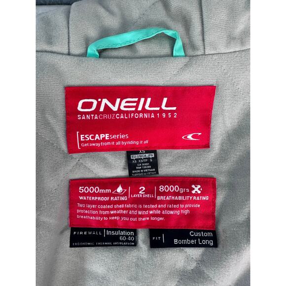 O'Neill Womens XS/S Yellow Blue Ski Snowboard Jacket Escape Serie Hooded Pockets - Picture 6 of 16